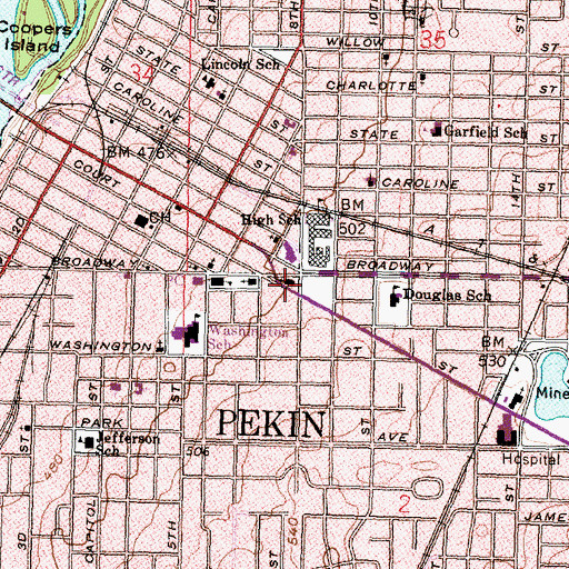 Topographic Map of Saint Johns Lutheran Church, IL