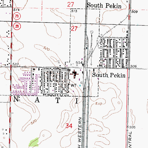 Topographic Map of South Pekin Elementary School, IL