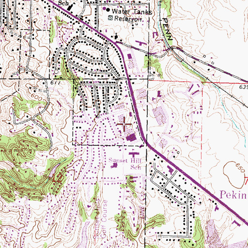Topographic Map of Sunset Plaza Shopping Center, IL