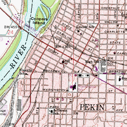Topographic Map of Tazewell County Jail, IL
