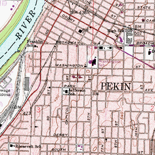 Topographic Map of Trinity Evangelical Lutheran Church, IL