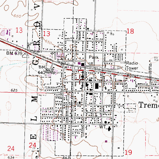 Topographic Map of Tremont Post Office, IL