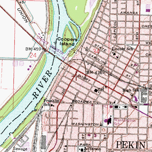 Topographic Map of Union Mission, IL