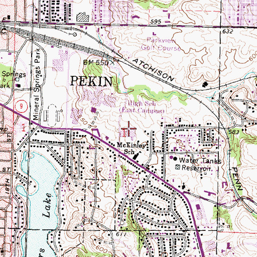 Topographic Map of Vogels Market Square Shopping Center, IL