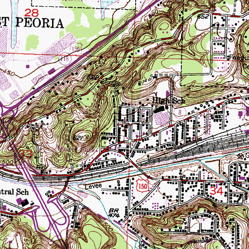 Topographic Map of Washington School (historical), IL