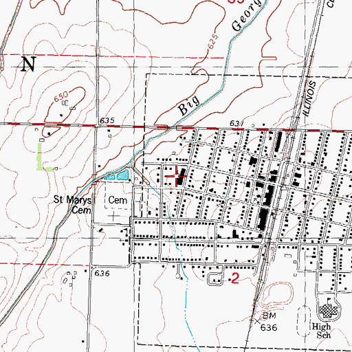 Topographic Map of Bond Elementary School, IL