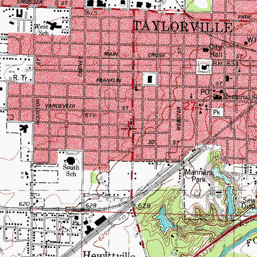 Topographic Map of Church of Christ, IL
