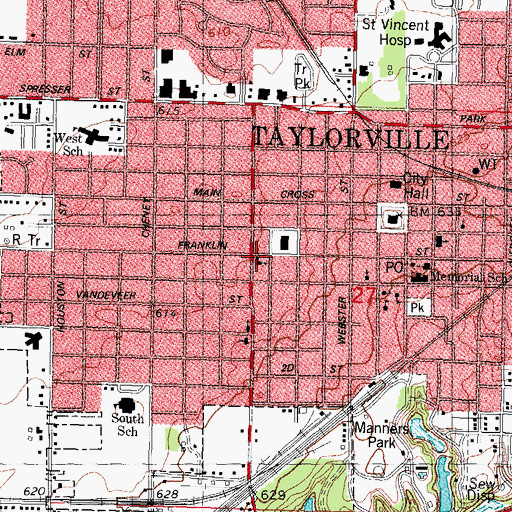 Topographic Map of Church of the Nazarene, IL