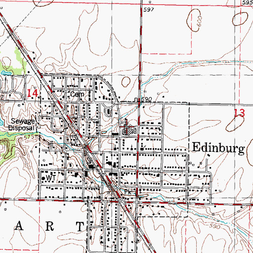 Topographic Map of Edinburg High School, IL