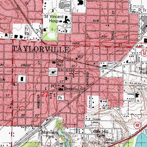 Topographic Map of First Baptist Church, IL