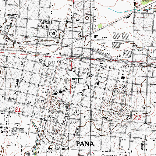 Topographic Map of First Church of the Nazarene, IL