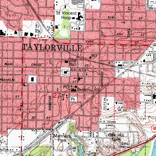 Topographic Map of First United Methodist Church, IL