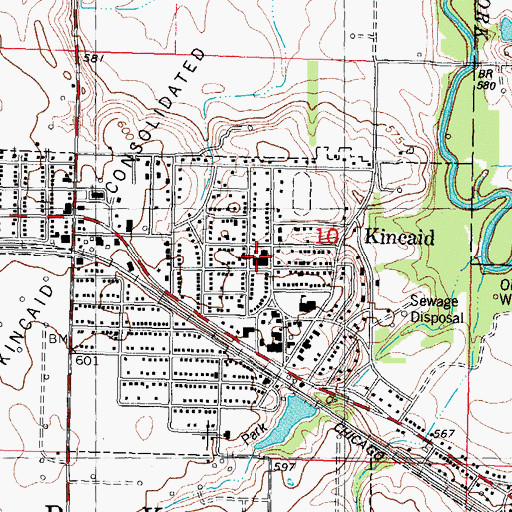 Topographic Map of Kincaid Elementary School, IL