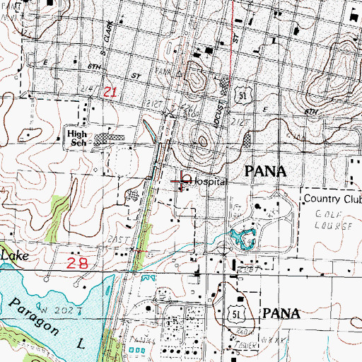 Topographic Map of Pana Community Hospital, IL