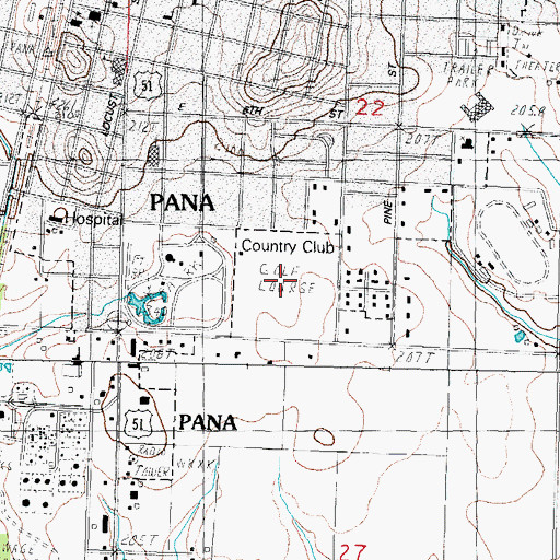 Topographic Map of Pana Country Club, IL