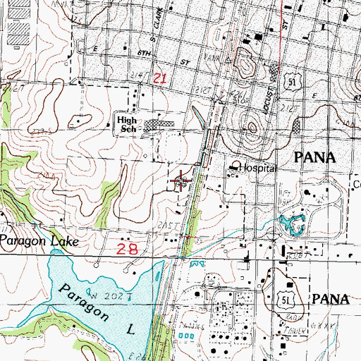 Topographic Map of Pana Health Care Center, IL