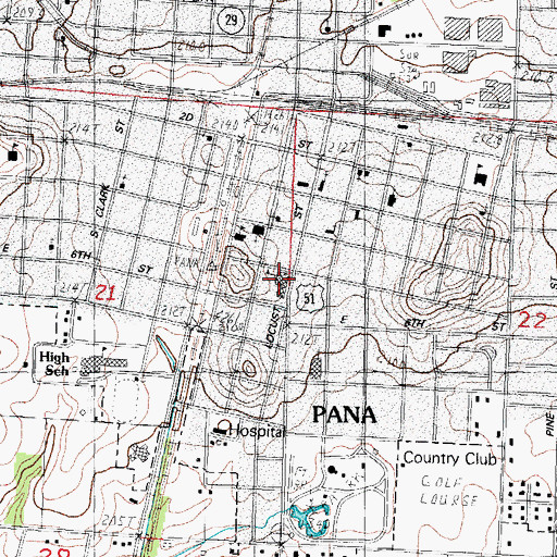 Topographic Map of Pana Junior High School, IL