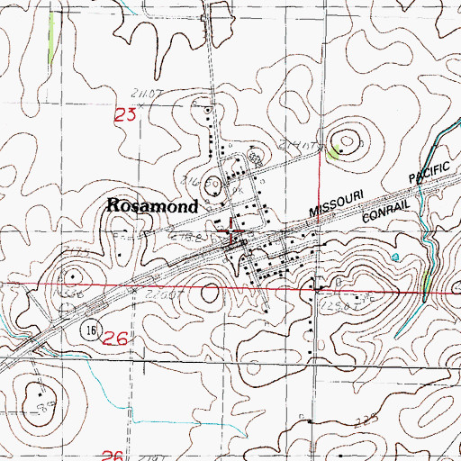 Topographic Map of Rosamond Post Office, IL