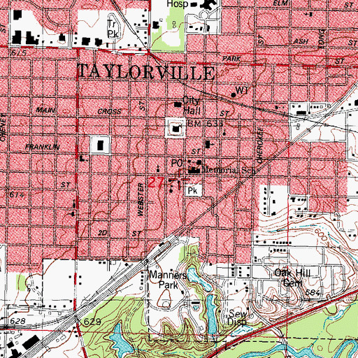 Topographic Map of Saint Marys Catholic Church, IL