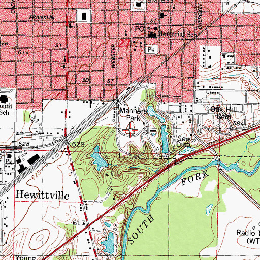 Topographic Map of Taylorville Chautaugua Auditorium, IL
