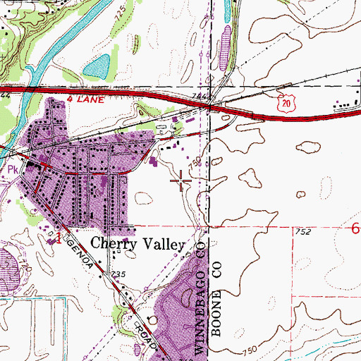 Topographic Map of Cherry Valley Elementary School, IL