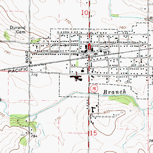 Topographic Map of Durand High School, IL