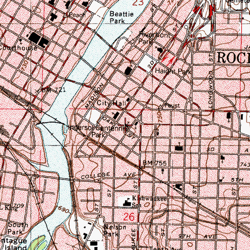 Topographic Map of First Lutheran Church, IL