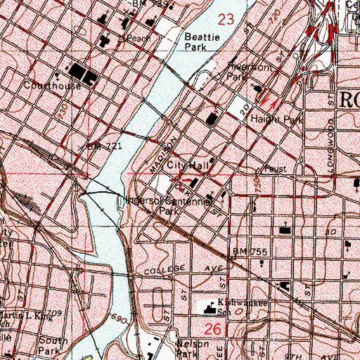 Topographic Map of Haight Village Historic District, IL