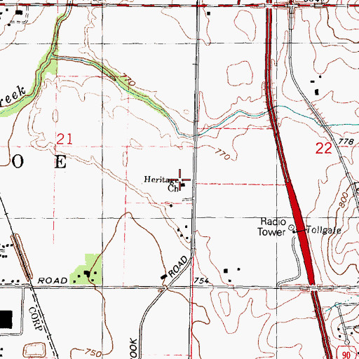 Topographic Map of Heritage Church, IL
