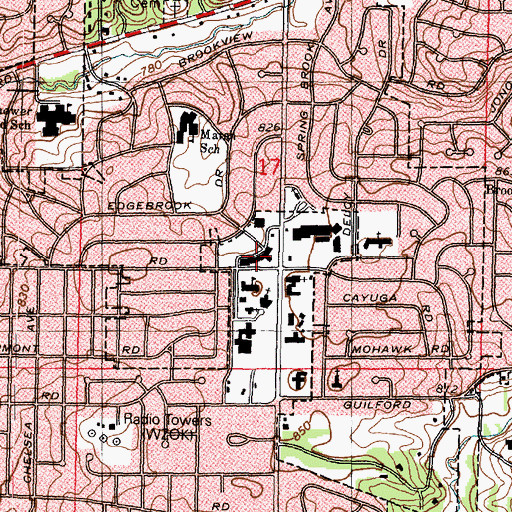 Topographic Map of High Crest Shopping Center, IL
