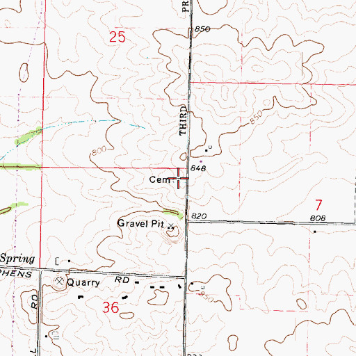 Topographic Map of Meridian Cemetery, IL