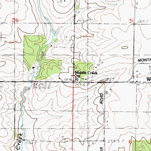 Topographic Map of Middle Creek Cemetery, IL