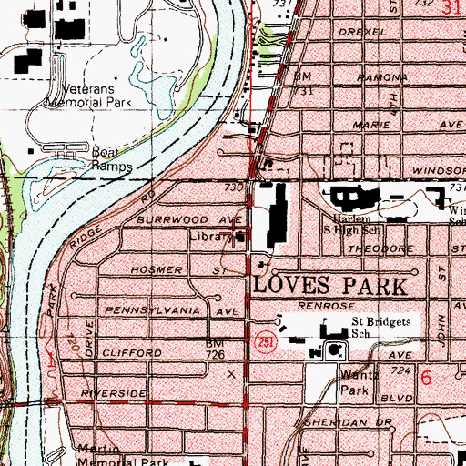 Topographic Map of North Suburban District Library, IL