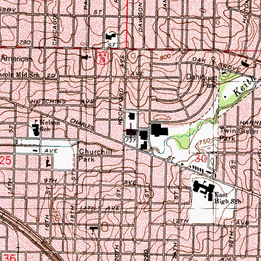 Topographic Map of Rockford Plaza Shopping Center, IL
