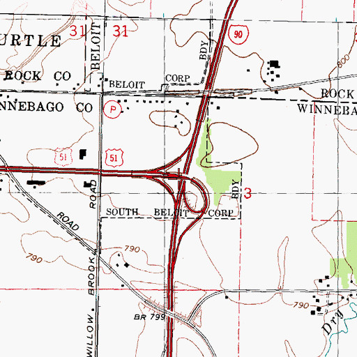Topographic Map of Interchange 1, IL