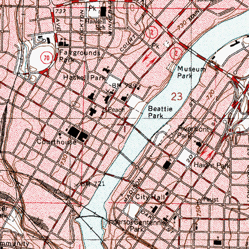 Topographic Map of Rockford Public Library, IL