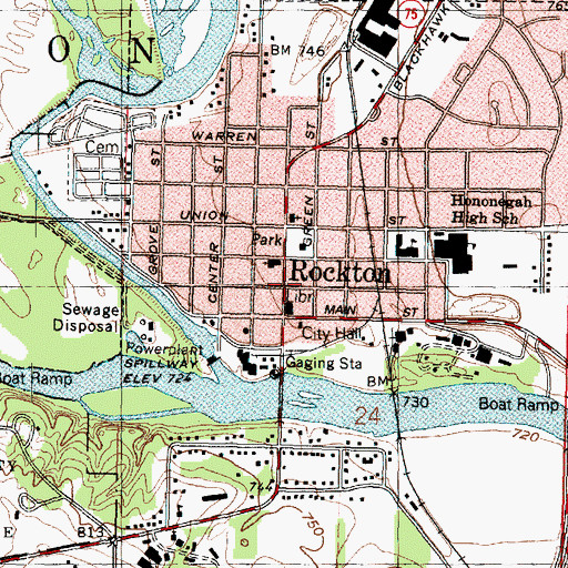 Topographic Map of Rockton Historic District, IL