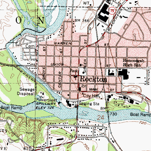 Topographic Map of Rockton United Methodist Church, IL