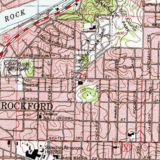 Topographic Map of Rural Oaks Shopping Center, IL