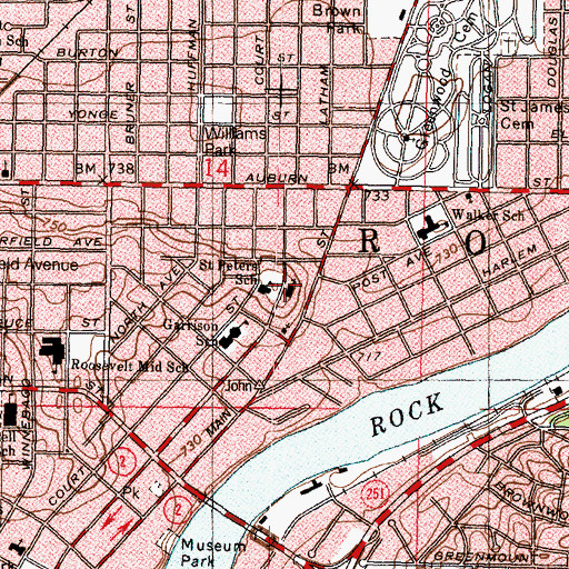 Topographic Map of Saint Peters Cathedral, IL