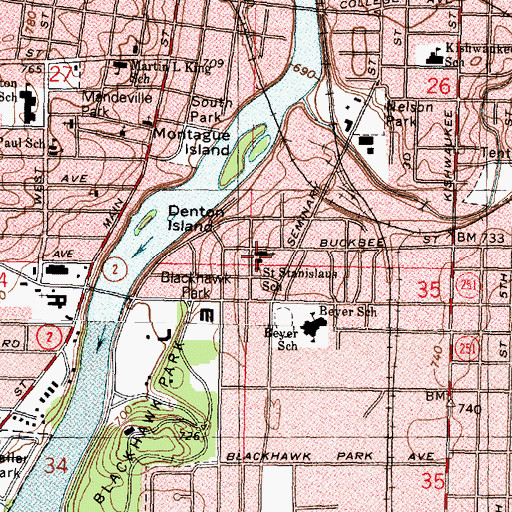 Topographic Map of Saint Stanislaus Roman Catholic Church, IL