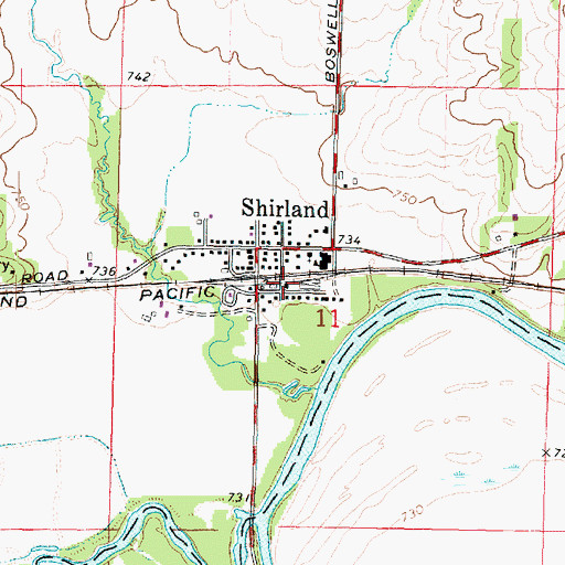Topographic Map of Shirland Post Office, IL