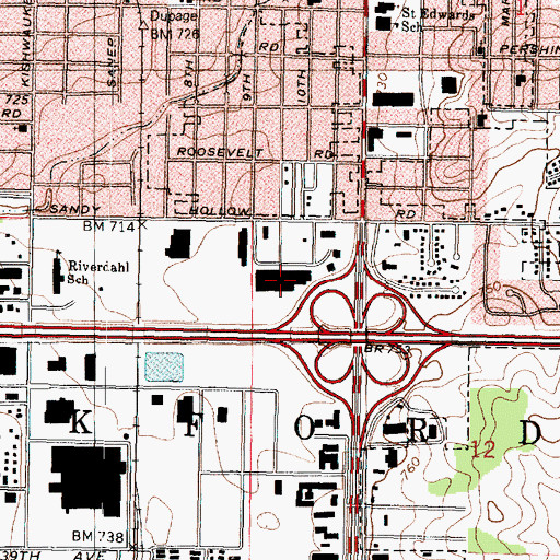 Topographic Map of Southgate Shopping Center, IL