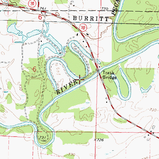 Topographic Map of Trask Bridge Forest Preserve, IL