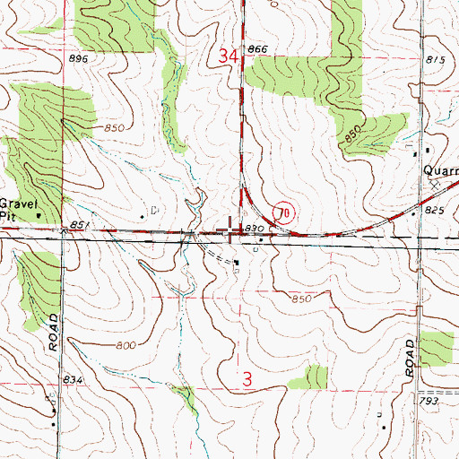 Topographic Map of Tyler Post Office (historical), IL