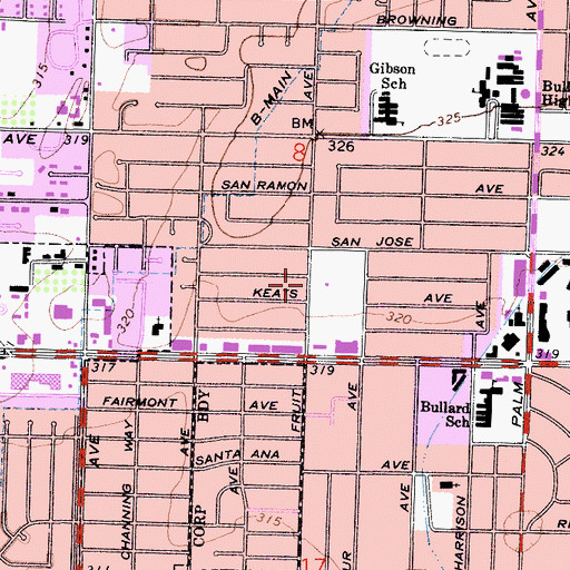 Topographic Map of Good Shepherd Lutheran Church, CA
