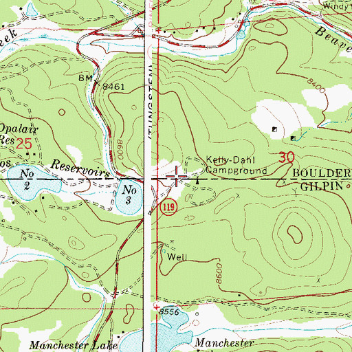 Topographic Map of Kelly Dahl Campground, CO