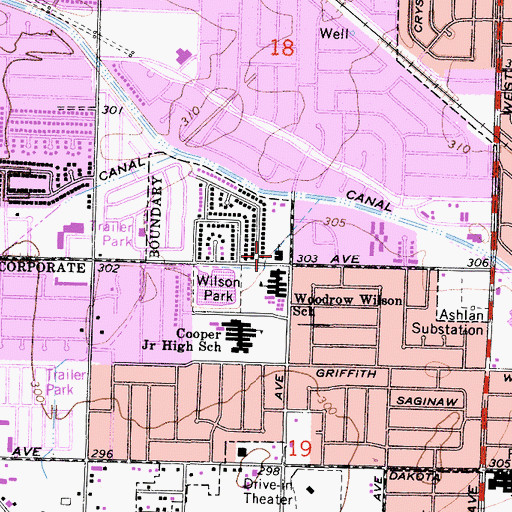 Topographic Map of Grace Church of the Nazarene, CA