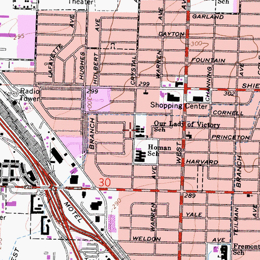 Topographic Map of Our Lady of Victory Parish Center, CA