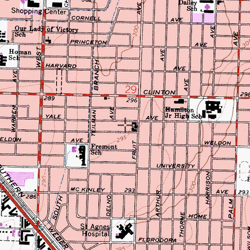 Topographic Map of Our Saviours Lutheran Church, CA